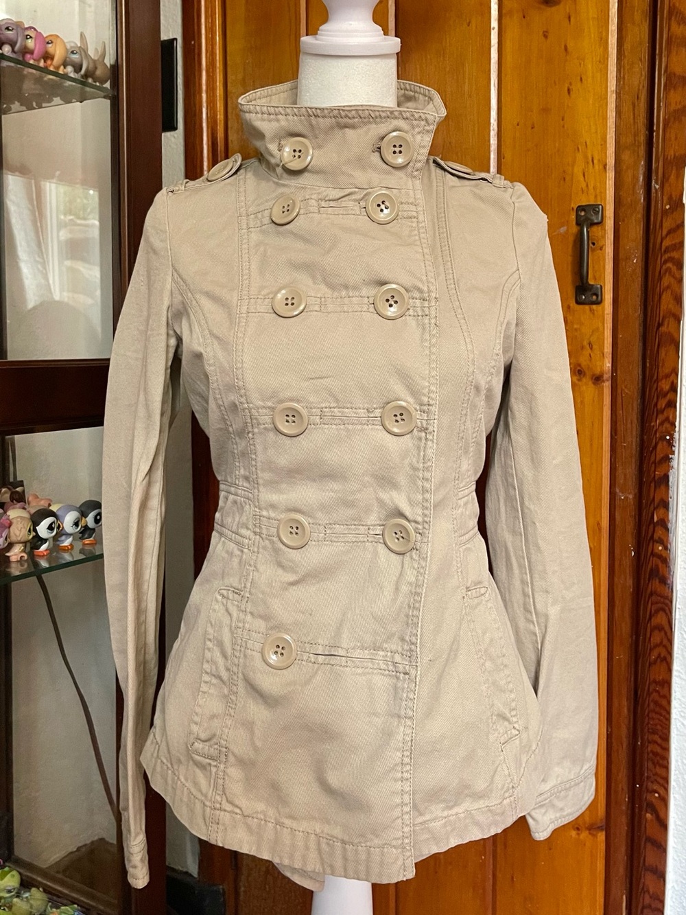 Tan MetroPark Double Buttoned Peacoat Trench Coat Jacket XS